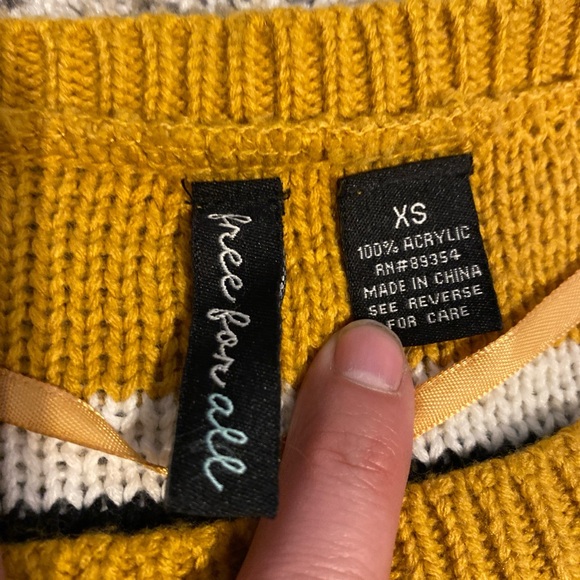 Free People Mustard Striped Crewneck Sweater - Picture 2 of 5
